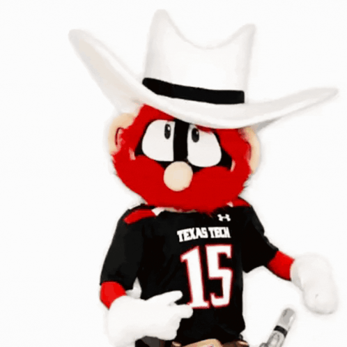Mascot in Cowboy Hat and Texas Tech 15 Jersey