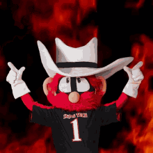 Mascot in Cowboy Hat With Number 1