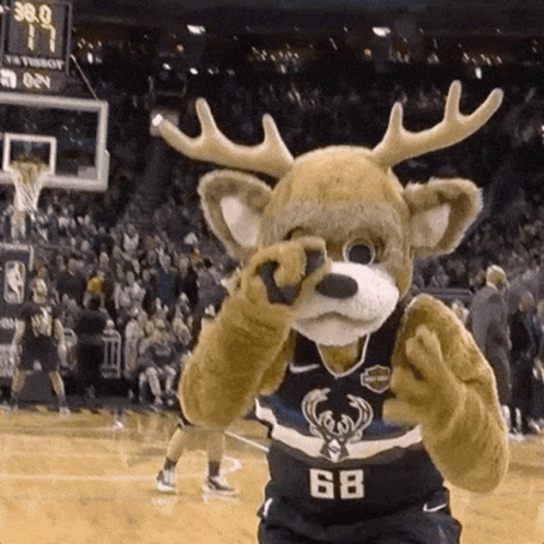 Mascot in Jersey Number 68 on Basketball Court