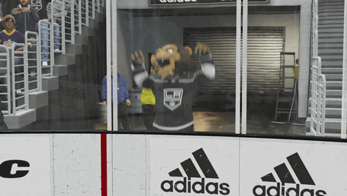 Mascot in Kings Jersey with Adidas Ad
