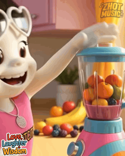 Mascot In Love Laughter Wisdom Shirt Beside Blender GIF
