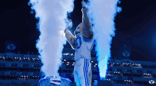 Mascot in Number 0 Jersey in Stadium