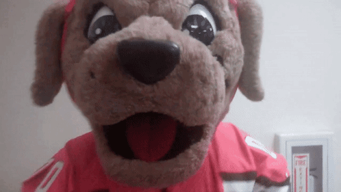 Mascot In Red And White Jersey Number 7 GIF