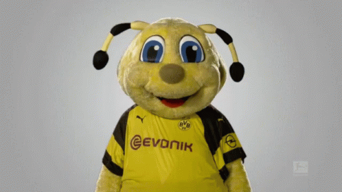 Mascot in Yellow and Black Evonik Jersey