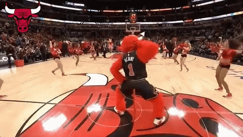 Mascot Number 1 Dancing On Basketball Court GIF
