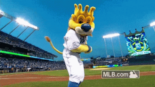 Mascot on Baseball Field With MLB.com Logo