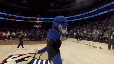 Mascot On Basketball Court Number 10 GIF