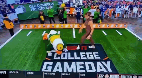 Mascot on College Gameday Field