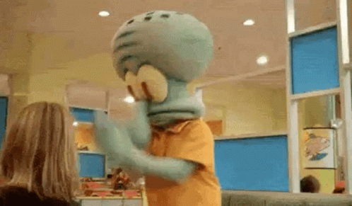 Mascot Squidward Slide Dancing GIF