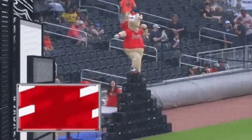 Mascot Standing on Crates