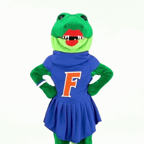 Mascot Wearing Blue Shirt With F GIF