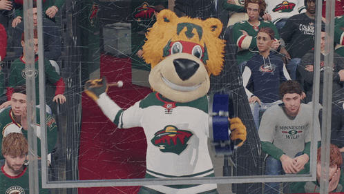 Mascot Wearing Minnesota Wild Shirt