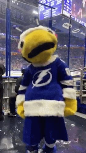 Mascot with Lightning Bolt Shirt on Ice