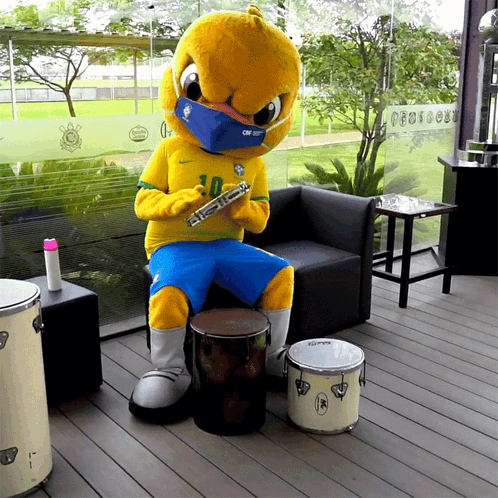 Mascot With Number 10 On Jersey GIF