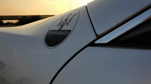 Maserati Logo Close Up on Car