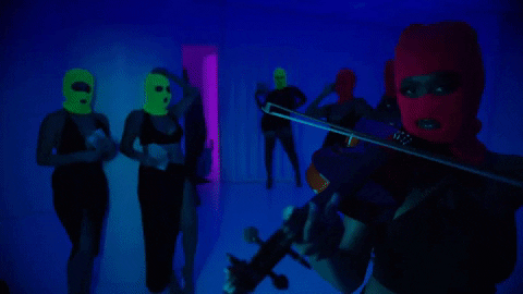Masked Band Playing Violin GIF