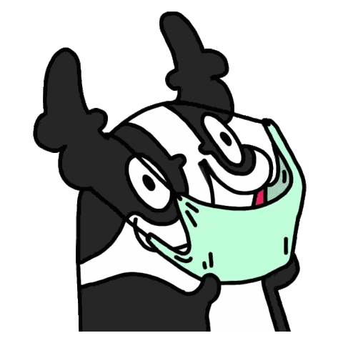 Masked Cartoon Character Black and White