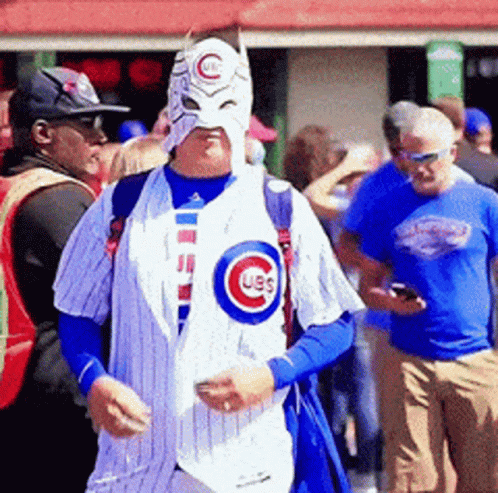 Masked Cubs Fan Ready To Win GIF
