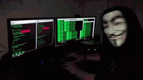 Masked Guy Hacking Screen GIF