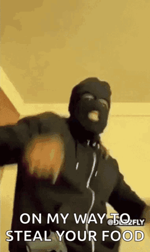 Masked Man Dancing Steal Your Food