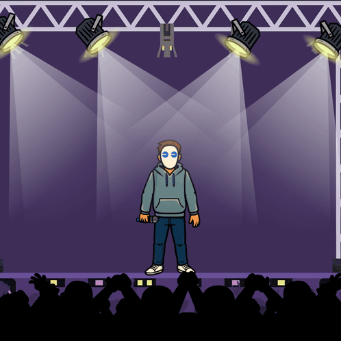 Masked Man Holding Microphone on Stage