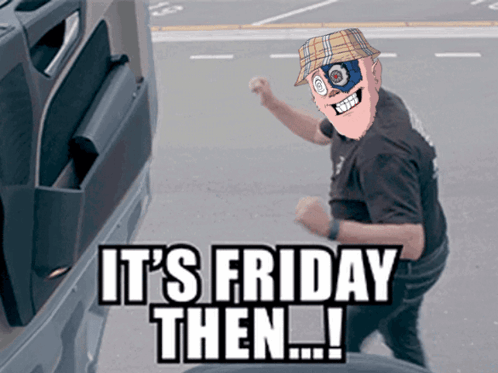 Masked Man in Plaid Hat It's Friday Then