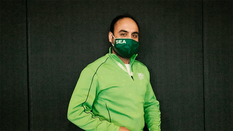 Masked Man Preparing Peoples Elbow GIF