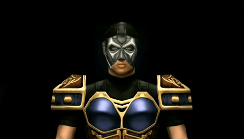 Masked Man With Gold Gloves Peace Sign GIF