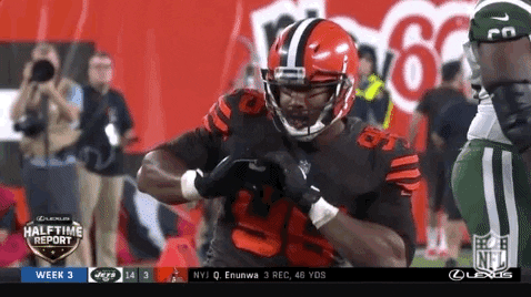 Mason Rudolph Myles Garrett Half Time Report GIF
