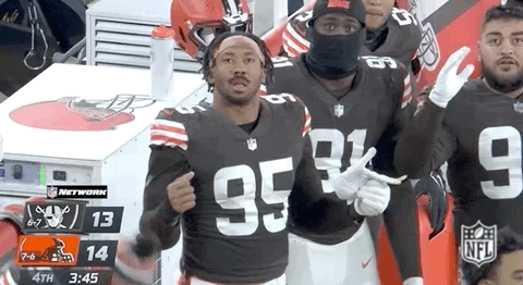 Mason Rudolph Myles Garrett Hands Up GIF