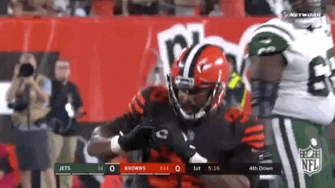 Mason Rudolph Myles Garrett Pointed GIF