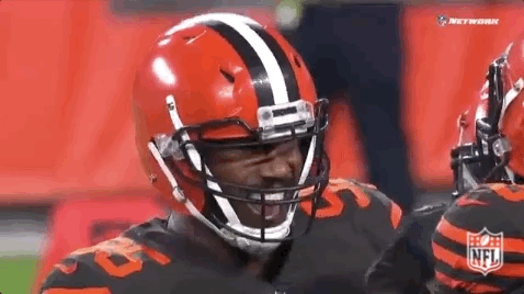 Mason Rudolph Myles Garrett Smiling GIF