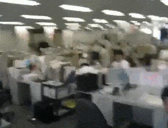 Massive Earthquake Inside Office GIF