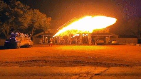 Massive Flamethrower House GIF