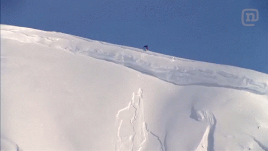 Massive Skiing Fall Avalanche GIF