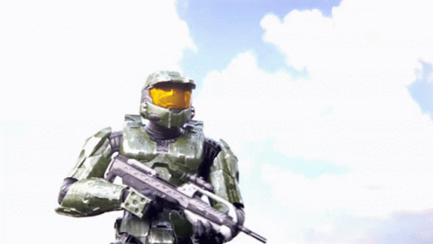 Master Chief With His Gun GIF