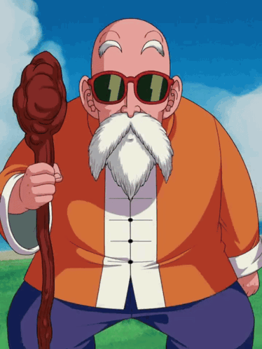Master Roshi Holding His Staff GIF