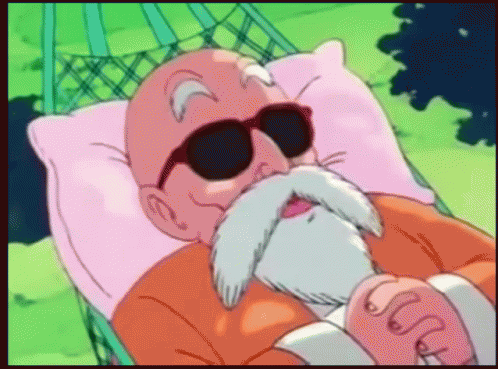 Master Roshi Lying On Hammock Beneath Trees GIF