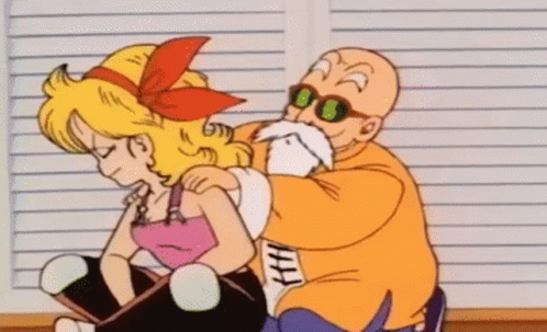 Master Roshi Patting Launch On Shoulders GIF