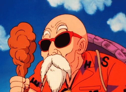 Master Roshi Raising His Staff GIF