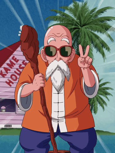 Master Roshi Showing Peace Sign GIF