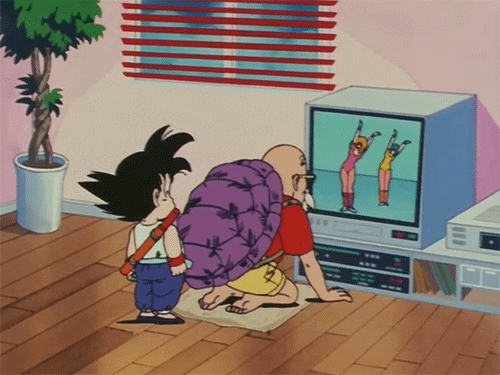 Master Roshi Watching Television With Young Goku GIF