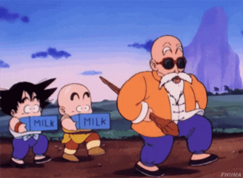 Master Roshi With Young Goku And Krillin GIF