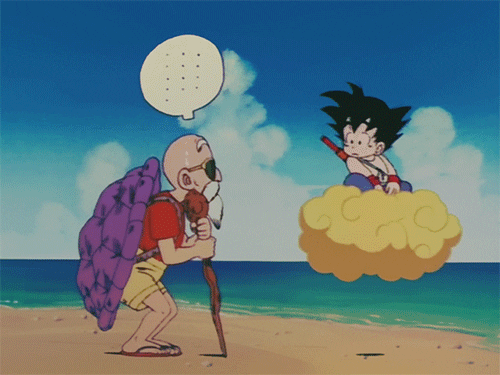 Master Roshi With Young Goku On Cloud GIF