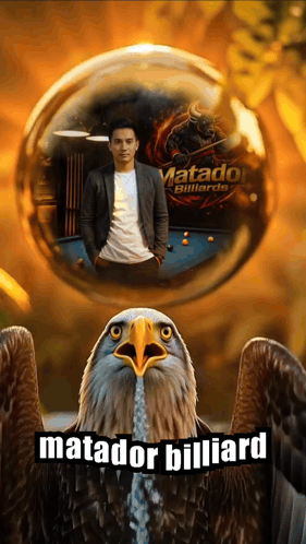 Matador Billiards Poster With Eagle and Man