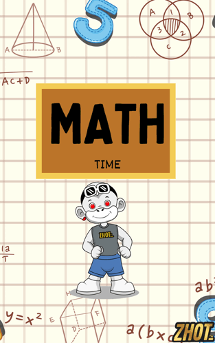 Math Time Poster with Cartoon Character