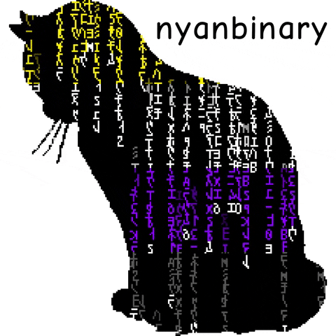 Matrix Code Cute Cat Kawaii Glitch GIF