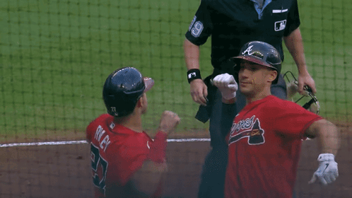 Matt Olson Austin Riley Wrist Bump GIF