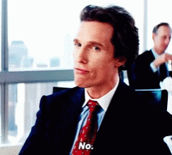 Matthew Mcconaughey Wolf Of Wall Street Shaking Head GIF