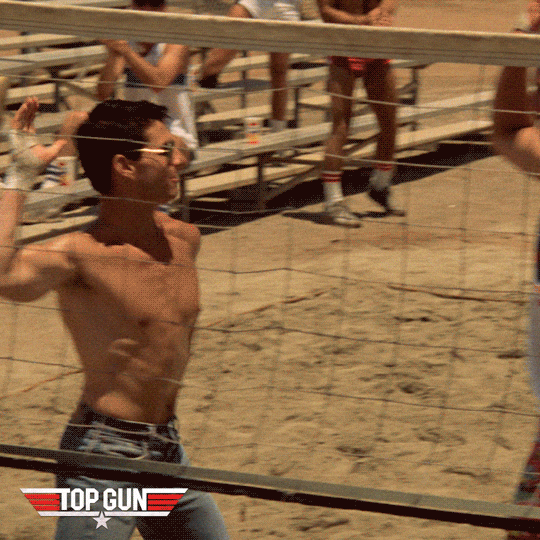 Maverick Beach Volleyball High Five Tom Cruise GIF